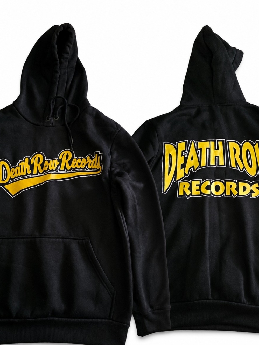 Death Row Records Black Hoodie with Yellow Logo - Men’s Pullover